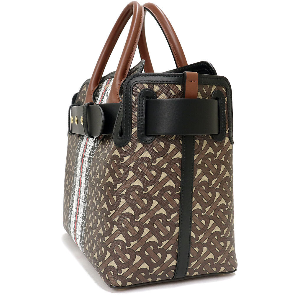 Burberry Stripe Belt Shoulder Handbag Crossbody Bridle Brown - Picture 5 of 10